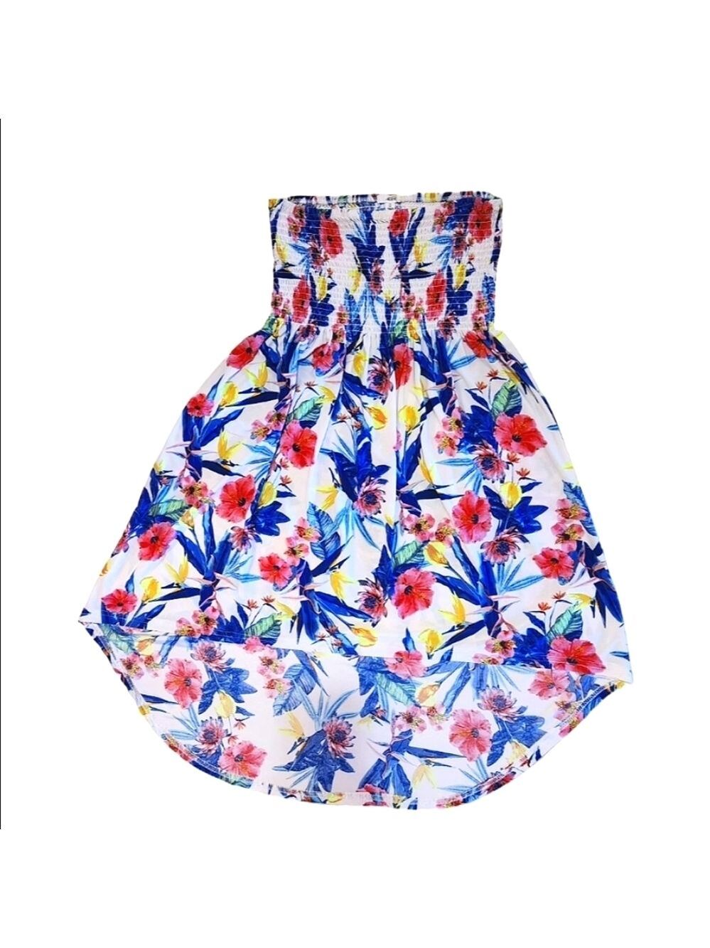 Ardene Floral Strapless Maxi Dress Flowy Assymetrical Hem Multicolor Medium